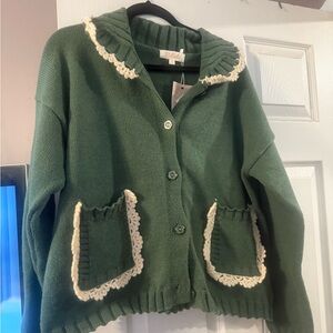 Listicle green cardigan medium